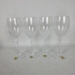 Cristal d'Arques Durand France 8" Lead Crystal Swirl Wine Glasses Set of 4